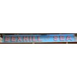 A Vintage painted wood sign Bexhill-on-Sea, length approx 220cm