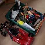 A group of Vintage toys, including Action Man, Hasbro Formula 1 car etc (boxful)