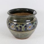 Royal Doulton stoneware jardiniere with tube-lined floral frieze, height 21cm