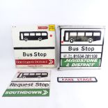 4 various bus stop signs