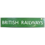 A vintage green enamel British Railways sign, length 68cm