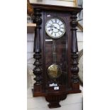 A Vienna Regulator wall clock with enamel dial, height 70cm