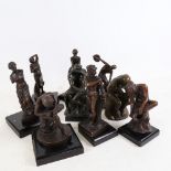 9 resin bronze sculptures, with wooden plinths, subjects include Classical and erotic