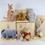 6 Vintage Steiff Classic Pooh toy animals, comprising Eeyore, Piglet, Pooh, Tigger, Wol, Rabbit, and