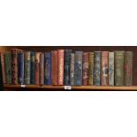 A shelf of Vintage hardback books, including G A Henty, and Fanny Barry