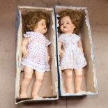 2 Vintage Pedigree Delite walking dolls, including Honey Blond and Brunette, both boxed (2)