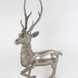 A cast-aluminium figure of a stag, height 64cm