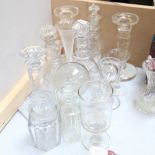 Various glassware, including decanters and stoppers, cordial glasses, ale glasses etc