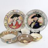 A group of Royal Doulton Dickens Ware, and other plates and bowls, and a Royal Worcester basket