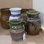 5 pieces of signed Studio pottery, including a vase by Mike Powers, 19.5cm, and other pieces by