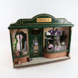 A handmade model shop diorama wall-hanging cabinet, with many fixtures and fittings, W45cm, H36cm,