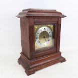 A mahogany-cased 8-day mantel clock, height 36cm