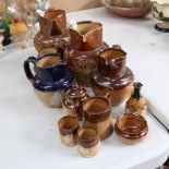 A group of Royal Doulton Lambeth Harvest jugs, miniature tankards, vases etc, largest height 13cm (