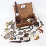 Various interesting collectables, including Victorian leather-covered travelling inkwell, Scottish