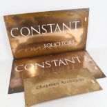 A two piece brass sign for Constant & Co Solicitors, and another for Chapman Architects, largest