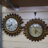 2 similar Vintage Smiths electric wall clocks, diameter 31cm approx, 1 leaf missing