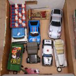 Toy cars, including Triang Highway Milk Wagon, and ERTL etc