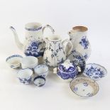 Various 18th and 19th century blue and white porcelain, including Worcester chinoiserie saucer,