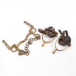 A Second World War Period military issue Royal Horse Artillery brass horse bit, dated 1946, and a