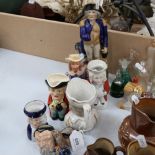 Various character jugs, including Lord Nelson, and Royal Doulton Merlin, largest height 28cm (8)