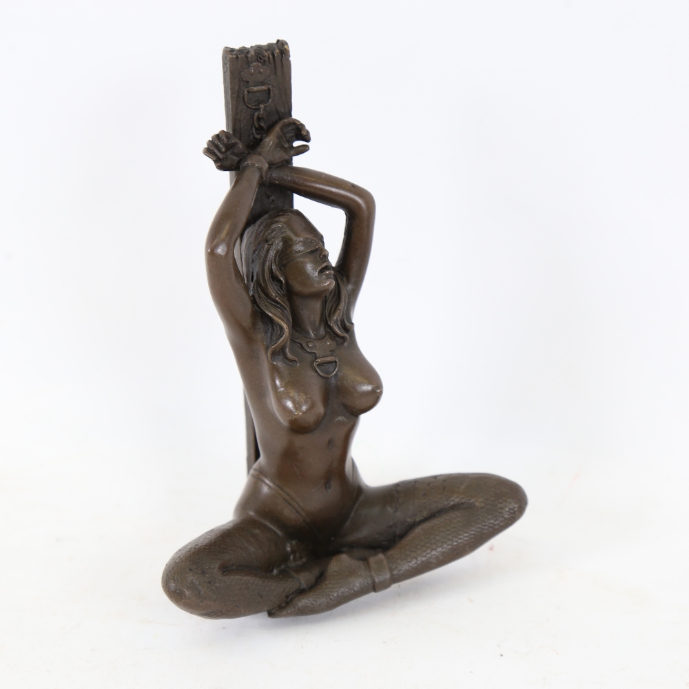 After Jean Patoue, erotic bronze sculpture, nude lady, signed, height 14cm