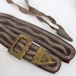 A Victorian Royal Engineers Officer's pouch belt, red Moroccan leather with wirework decoration