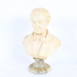 A resin bust of Schubert on marble plinth