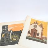 Elizabeth Aslin, artist's proof etching, architectural study, image size 30cm x 50cm, and coloured