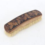 A 19th century Tunbridge Ware marquetry inlaid dressing table clothes brush, oak leaf and acorn