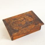 A Napoleonic French Prisoner of War straw-work box, 18cm x 12cm