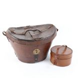 A Victorian studded leather travelling top hat box, and a leather travelling collar box, largest