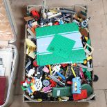 A box of Vintage LEGO and figures