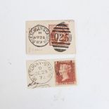 POSTAGE STAMPS - GB - 1872 and 1889 Victorian pieces, showing 2 different sized Bletchley Station