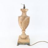 A Vintage alabaster urn lamp, height 38cm