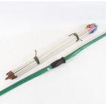 A 28" archery bow and set of painted wood arrows