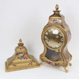 A modern Palais Royal painted and gilded 8-day bracket clock, with key, pendulum and bracket, case