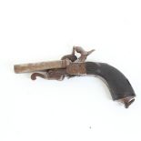 A 19th century Terzerol double-barrelled pin fire pistol, carved hardwood grips, barrel length 8cm