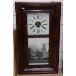 An American wall clock with view of Liverpool panel, height 73cm