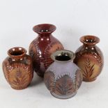 4 pieces of signed Studio pottery, by Rob Fierek, Tamar Valley Cornwall, tallest 13cm