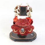 A 19th century French marriage throne "Globe De Mariee", velvet-covered cushion with bevelled-edge