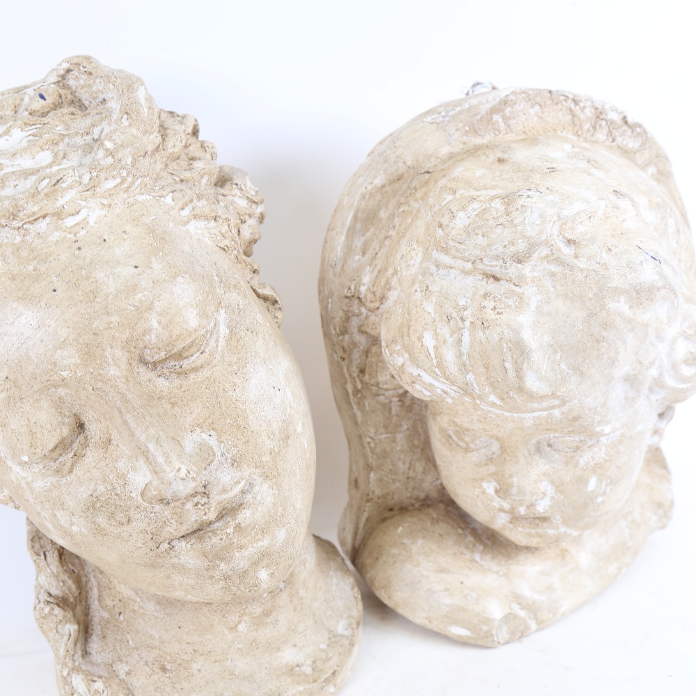 2 wall-hanging plaster figural face sculptures, unsigned, largest height 30cm (2) - Bild 2 aus 2