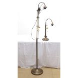 A brass telescopic standard lamp, and matching table lamp