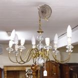 A Dutch style brass 8-branch chandelier