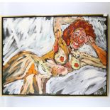 John Bratby RA (1926 - 1992), oil on canvas, reclining nude, signed and dated '91, 36" x 48" Very