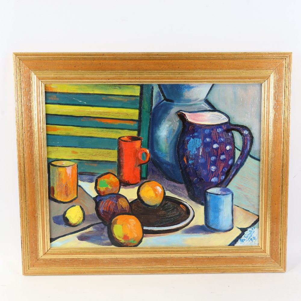Ian Simpson (1933 - 2011), oil on board, still life, signed and dated, 13.5" x 17.5", framed Good