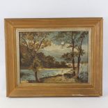 Late 19th century Irish School, oil on canvas, moonlit lake scene Killarney, unsigned, 12" x 16",