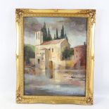 Nisbet, oil on canvas, Italian buildings, signed, 20" x 16", framed Good condition