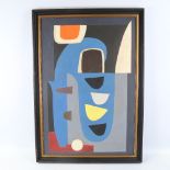 Contemporary oil on canvas/collage, abstract composition, unsigned, 32" x 21", framed Good condition