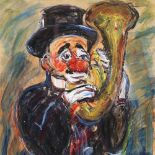 Vojic Milo (1923 - 2004), acrylic on paper, clown, signed, 19.5" x 13", framed Good condition