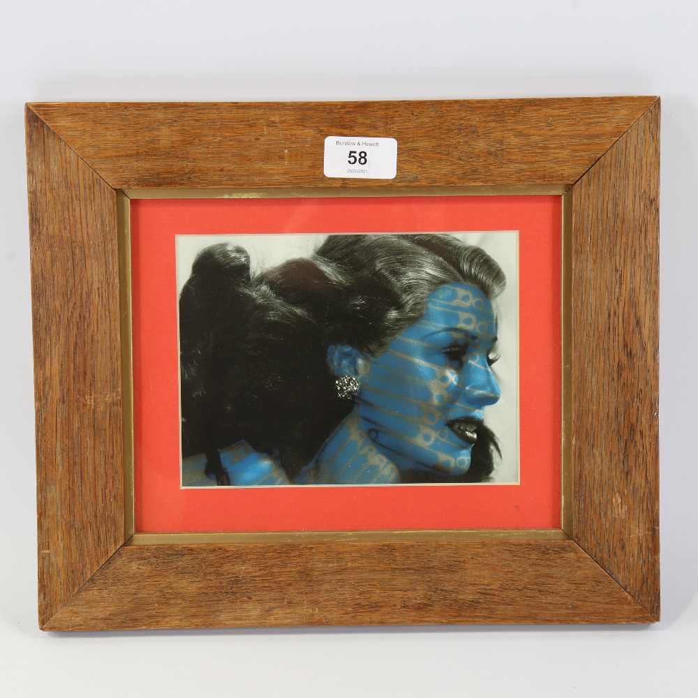 Ben Oakley (born 1966), mixed media, Blue Girl, inscribed verso, image 5.5" x 7", framed Very good - Image 2 of 4